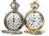 Milano Expressions Quartz Pocket Watches, Silver/Gold Tone, Chains, Mercedes 1908 & Eagle Covers - 2