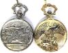 Milano Expressions Quartz Pocket Watches, Silver/Gold Tone, Chains, Mercedes 1908 & Eagle Covers - 4