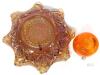 Marigold Carnival Glass Ruffled Bowl 10" & Hand Blown Orange Art Glass Pitcher Set - 4