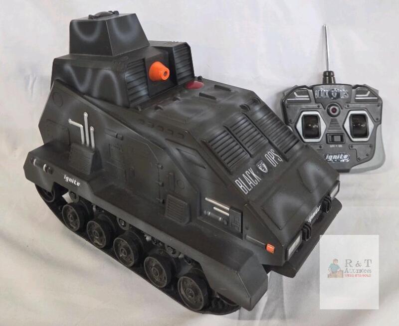 Ignite Black Ops RC Tank, 15" Length, Remote Controlled, Foam Dart Launcher, Tracks