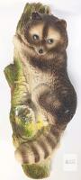 Hand-Painted Ceramic Raccoon Wall Plaque 12" Signed "Lea 83" Figurine Hanging Decor