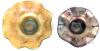 Northwood Carnival Glass Bowls, Leaf & Beads Marigold and Grape & Cable Amethyst, Ruffled, Marked - 2
