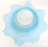 Fenton Blue Opalescent Hobnail Ruffled 10" Art Glass Bowl, 1940s-1950s, USA, Opalescent Edge - 4