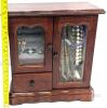 Large Vintage Wooden Jewelry Box withJewelry Pieces, Earrings, Rings & Necklaces - 4