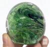 Green Swirl Solid Glass Art Paperweight, 3-Inch Diameter, Flat Base, Decorative Collectible - 4