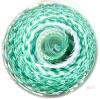 Hand-Blown Green Art Glass Swirl Paperweight, 3.75&rdquo; Diameter, 2.75&rdquo; Tall, Controlled Bubble Design - 2