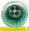 Hand-Blown Green Art Glass Swirl Paperweight, 3.75&rdquo; Diameter, 2.75&rdquo; Tall, Controlled Bubble Design - 3