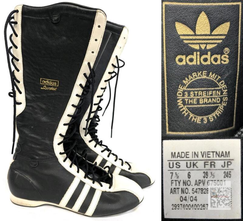Adidas Santos Boxing Boots US 7.5 UK 6 Black White Leather, Art 547828, April 2004, Vietnam