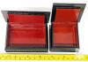 Russian Lacquer Boxes Hand-Painted Palekh Folk Art 5.25"x4" & 4"x4", Signed, Red Interior - 3