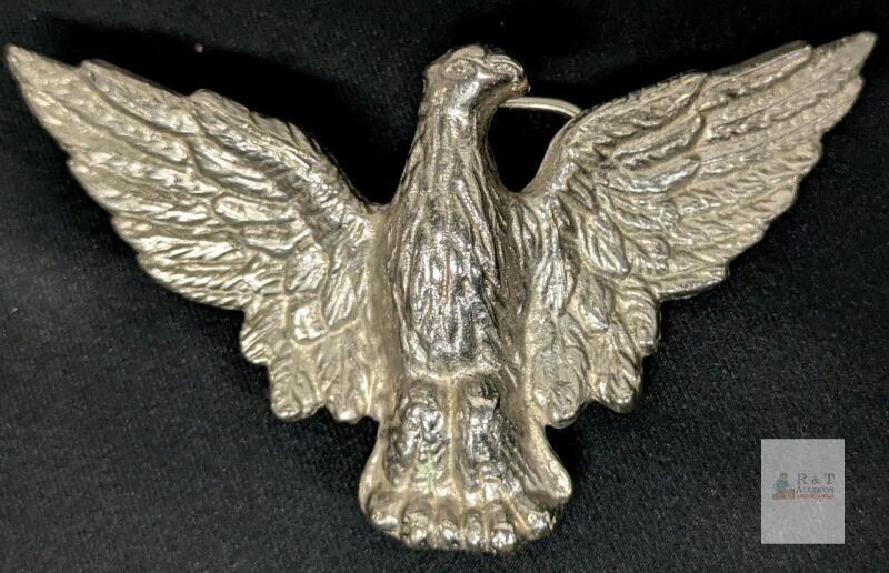 Large 6" Silver Tone Eagle Belt Buckle, Cast Metal, Classic Western or Americana Style