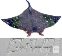 Fotherby Ceramic Manta Ray Wall Sculpture, 15.5", Multicolor Glaze, Signed Art Pottery