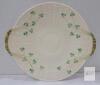 Belleek Ireland Shamrock Basket Weave Handled Plate 10.5" Parian Porcelain, 1965&ndash;1980