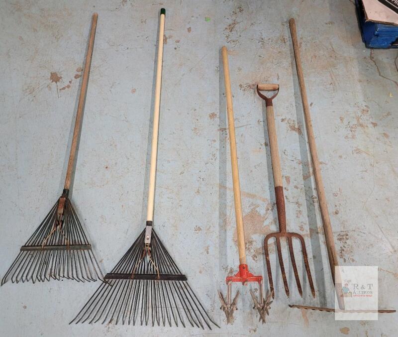 Five (5) Yard / Garden Tools & Rakes