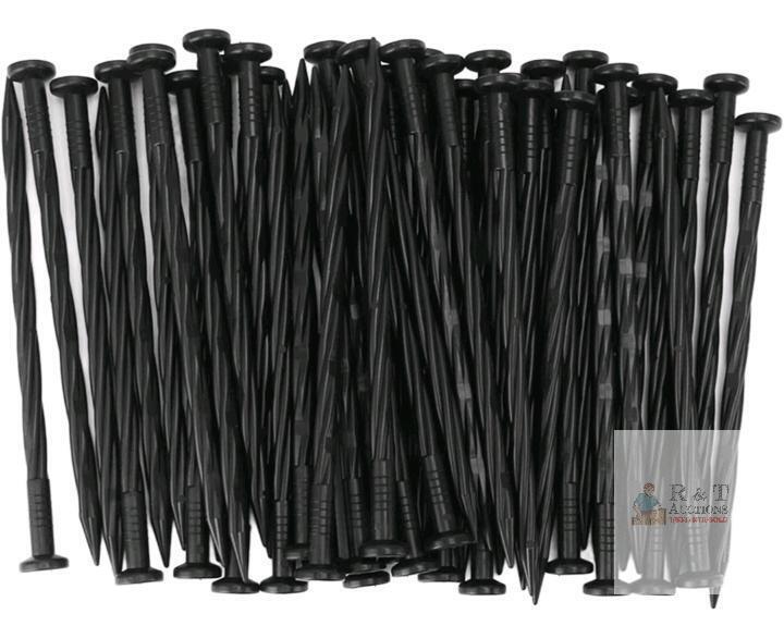 Garacok Landscape Edging Stakes, Black Plastic, 198mm (7.8in), 100 Count, Twisted Grip, X0046UEC4L