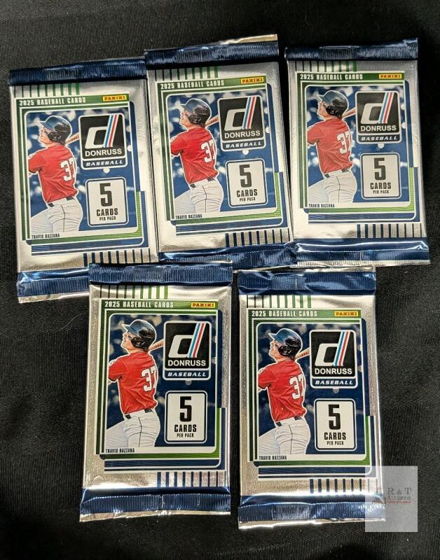 2025 Panini Donruss Baseball Trading Card Packs (Lot of 5), Travis Bazzana Cover, 5 Cards/Pack