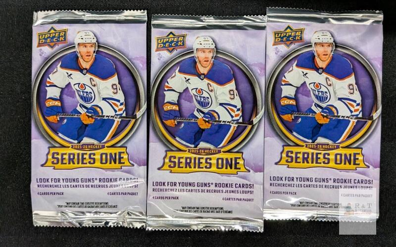 2025-26 Upper Deck Series One Hockey Packs | 4 Cards Each | Young Guns Rookie Chase | 3 Total