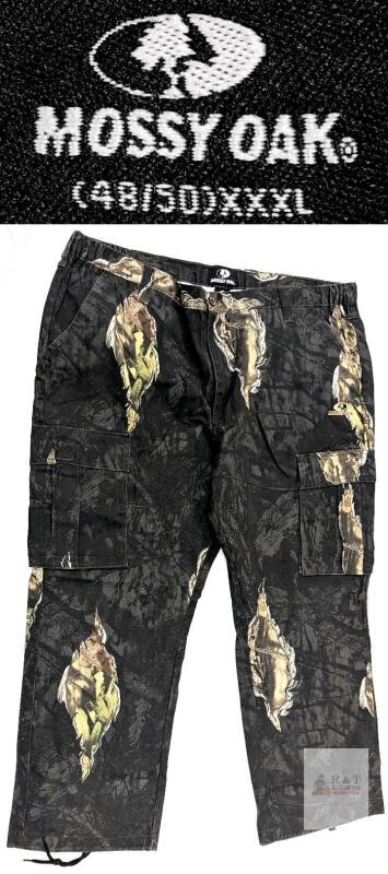 AS NEW Mossy Oak XXXL 48/50 Camo Cargo Pants, Cotton/Poly Blend, 6 Pockets, Drawstring Cuffs