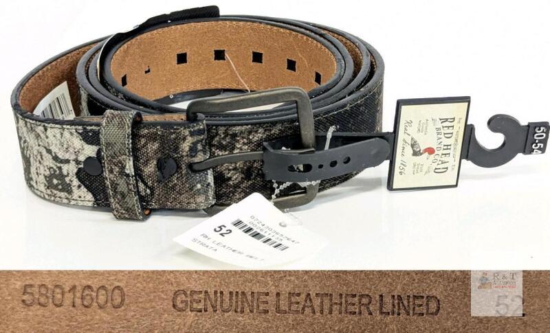 NEW RedHead TrueTimber Strata Camo Leather-Lined Belt, Size 52, 1.5&rdquo; Wide, 5801600, Fits 50&ndash;54 Waist