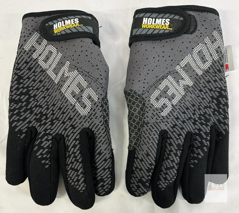Holmes Workwear Insulated Gloves, 3M Thinsulate, Gray/Black, Hex Grip, Velcro Closure
