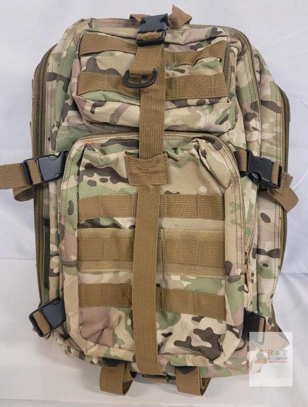 Multicam Tactical Military Backpack 35L-40L, MOLLE, 18"x11"x9", Compression Straps, Hydration Ready GOOD CONDITION