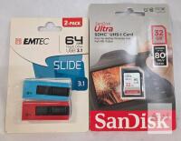 EMTEC 64GB USB 3.1 Flash Drives 2-Pack, SanDisk Ultra 32GB SDHC UHS-I Card 80MB/s