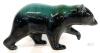 10-Inch Glossy Green Black Ceramic Bear Figurine, Glazed Pottery Animal Statue