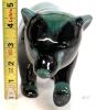 10-Inch Glossy Green Black Ceramic Bear Figurine, Glazed Pottery Animal Statue - 2