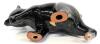 10-Inch Glossy Green Black Ceramic Bear Figurine, Glazed Pottery Animal Statue - 4