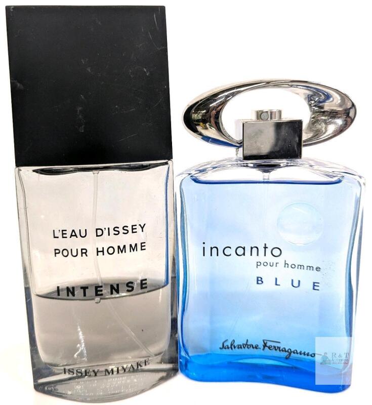 Issey Miyake L&rsquo;eau d&rsquo;Issey Intense 4.2oz & Ferragamo Incanto Blue 3.4oz Men&rsquo;s EDT Volumes lower than listed on bottles, likely past any best before dates