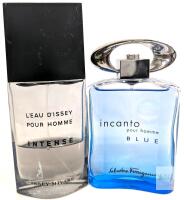 Issey Miyake L&rsquo;eau d&rsquo;Issey Intense 4.2oz & Ferragamo Incanto Blue 3.4oz Men&rsquo;s EDT Volumes lower than listed on bottles, likely past any best before dates