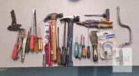 Mixed Lot Hand Tools &ndash; Screwdrivers, Mastercraft & Stanley Hammers, Pliers, Snips, New Hooks