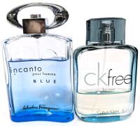 Salvatore Ferragamo Incanto Blue & Calvin Klein CK Free 3.4oz Men's Eau de Toilette Lot Volumes lower than listed on bottles, likely past any best before dates