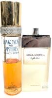 Elizabeth Taylor Diamonds & Sapphires 3.3oz + D&G Light Blue 3.3oz Eau de Toilette BottlesVolumes lower than listed on bottles, likely past any best before dates