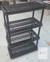 Black 4-Tier Plastic Ventilated Utility Shelf Rack Heavy-Duty Storage