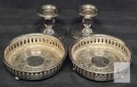 Morton Parker Primrose Silver-Plated Candlesticks 1517 & Coasters 123 Canada, Floral, Brass