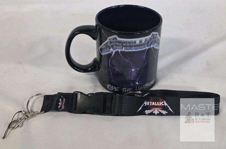 Metallica Ride the Lightning 20oz Ceramic Mug & Master of Puppets Lanyard, Official 2017 Spencer's