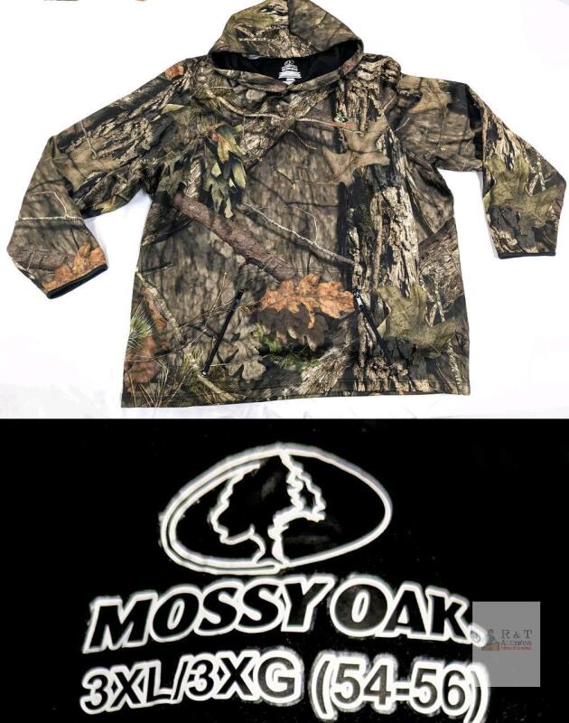 ASNEW Mossy Oak Camouflage Hunting Hoodie 3XL w/ Built-In Gaiter & Zippered Pockets, Polyester, Pullover