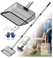 New - Large Metal Chicken Poop Scooper 10" Wide, Stainless Steel Long Handle (27.9 to 54.7") Heavy Duty Litter Sifting Shovel, Poultry Litter Scooper for Chicken Coops, Sheep Pens and Cat Litter Box