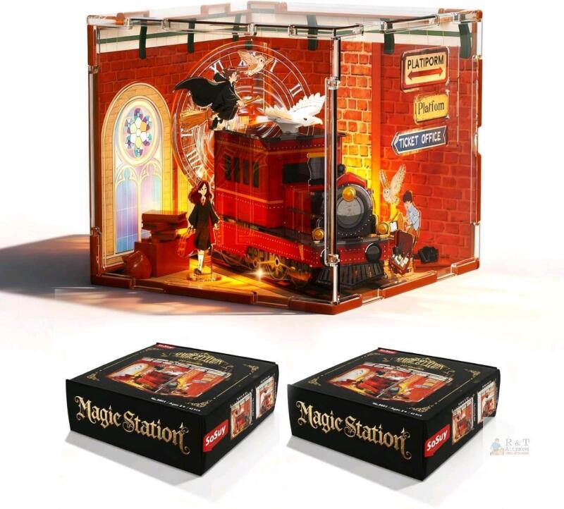 NEW SoSuy Magic Station 3D Puzzle Kit, Model 8801, 49 Pieces, Light-Up Feature, Ages 3+