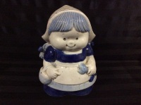 Delft Blue Dutch Girl Cookie Jar Hand Painted