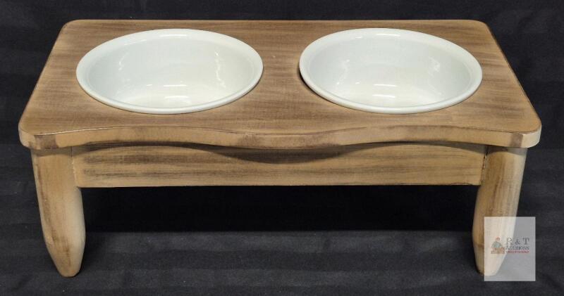 As New Pet Raised Dog Feeder - Ceramic Bowls