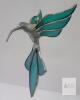 Vintage Metal & Stain Glass Hummingbird Outdoor Garden Art Suncatcher.