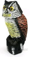 New SkyCabin Large Realistic Owl Humane Decoy Deterrent with Rotating Head Scare Bird from Gardens, Farms & Balconies,Natural Scarecrow Owl Statues as Yard Decoration Garden Protector