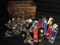 Collection of Souvenir Spoons & Treasure Box