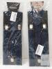 2 NEW Navy Blue Clip-On Y-Back Suspenders, Adjustable Polyester, BracesDB, 47" Length, X004H50BZZ