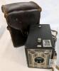 Kodak Brownie Junior Six-20 Box Camera, 620 Film, Art Deco Design, with Leather Case