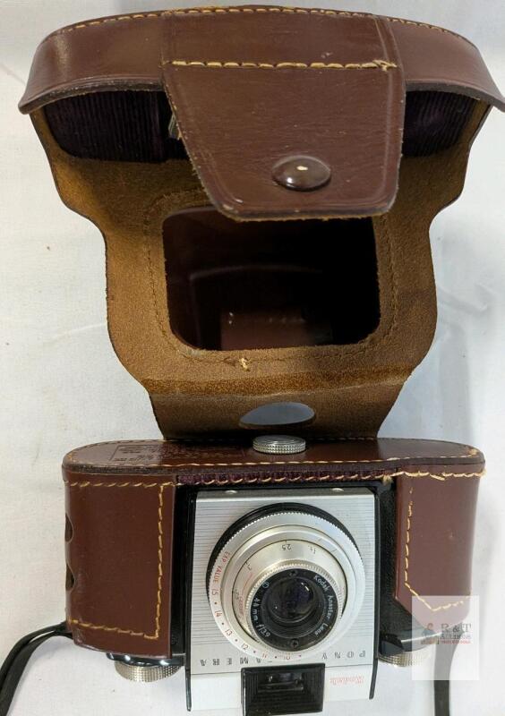 Kodak Pony II 35mm Film Camera, Anastar 44mm f/3.9 Lens, Case & Strap, 1957&ndash;62, Guide Card