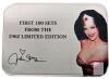 [Rare] Limited Edition JULIE STRAIN (1962&ndash;2021) FANS CLUB Wonder Woman Collectable Medallion Pair in Collectable Metal Tin, February 18, 1962 Concord California, From First 100 Sets, Coins in Hard Protective Cases, 2.3" Diameter Each - 6
