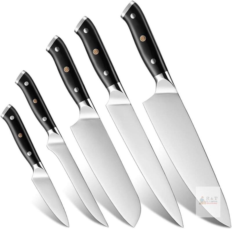 New in box Kitajun Smart Kitchen Knife Set, 5Cr15MoV Steel, ABS Handles, Black/White, X003YTCQX9