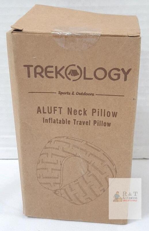 Trekology ALUFT Neck Pillow Gray Inflatable Travel Pillow, 16x12x4 in, Ergonomic, 2.8 oz, New